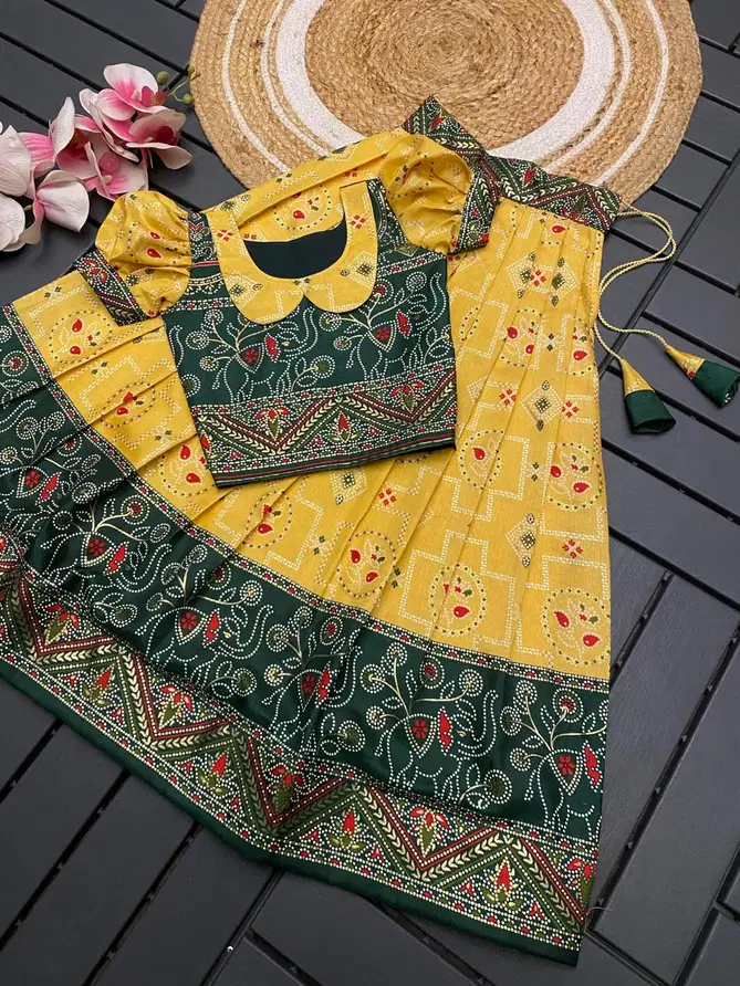 AJD Patola Foil Print Girls Wear Lehenga For Kids Wholesale Price In Surat